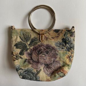 Floral tapestry pouch bag